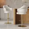 Modern Warm White Boucle Adjustable Swivel Counter Stool with Gold Base, 1 Piece