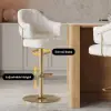 Modern Warm White Boucle Adjustable Swivel Counter Stool with Gold Base, 1 Piece