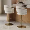 Modern Warm White Boucle Adjustable Swivel Counter Stool with Gold Base, 1 Piece