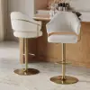 Modern Warm White Boucle Adjustable Swivel Counter Stool with Gold Base, 1 Piece
