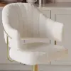 Modern Warm White Boucle Adjustable Swivel Counter Stool with Gold Base, 1 Piece