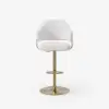 Modern Warm White Boucle Adjustable Swivel Counter Stool with Gold Base, 1 Piece