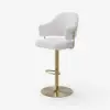 Modern Warm White Boucle Adjustable Swivel Counter Stool with Gold Base, 1 Piece