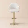 Modern Warm White Boucle Adjustable Swivel Counter Stool with Gold Base, 1 Piece