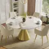 Modern 120 cm Round Glossy Sintered Stone Dining Table, Seats 4