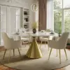 Modern 120 cm Round Glossy Sintered Stone Dining Table, Seats 4