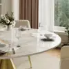 Modern 120 cm Round Glossy Sintered Stone Dining Table, Seats 4
