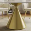 Modern 120 cm Round Glossy Sintered Stone Dining Table, Seats 4