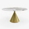 Modern 120 cm Round Glossy Sintered Stone Dining Table, Seats 4