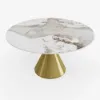 Modern 120 cm Round Glossy Sintered Stone Dining Table, Seats 4