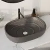 590mm Grey Oval Ceramic Bathroom Basin – Matte Glazed Vessel Basin