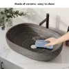 590mm Grey Oval Ceramic Bathroom Basin – Matte Glazed Vessel Basin