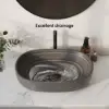 590mm Grey Oval Ceramic Bathroom Basin – Matte Glazed Vessel Basin