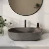 590mm Grey Oval Ceramic Bathroom Basin – Matte Glazed Vessel Basin