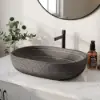 590mm Grey Oval Ceramic Bathroom Basin – Matte Glazed Vessel Basin