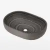 590mm Grey Oval Ceramic Bathroom Basin – Matte Glazed Vessel Basin