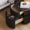 Saddle Leather 2-Drawer Smart LED Nightstand with Wireless Charging Set of 2