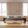 Saddle Leather 2-Drawer Smart LED Nightstand with Wireless Charging Set of 2