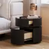 Saddle Leather 2-Drawer Smart LED Nightstand with Wireless Charging Set of 2