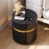 Saddle Leather 2-Drawer Smart LED Bedside Table with Wireless Charging – AUD-H1876