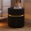 Saddle Leather 2-Drawer Smart LED Bedside Table with Wireless Charging – AUD-H1876