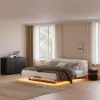 Saddle Leather 2-Drawer Smart LED Bedside Table with Wireless Charging – AUD-H1876