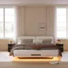 Saddle Leather 2-Drawer Smart LED Bedside Table with Wireless Charging – AUD-H1876