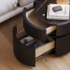 Saddle Leather 2-Drawer Smart LED Bedside Table with Wireless Charging – AUD-H1876
