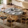 Modern 120 - 160 cm Extendable Dining Table with Storage & Fluted Base, Seats 4-6