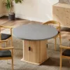Modern 120 - 160 cm Extendable Dining Table with Storage & Fluted Base, Seats 4-6