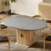 Modern 120 - 160 cm Extendable Dining Table with Storage & Fluted Base, Seats 4-6