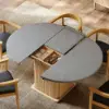 Modern 120 - 160 cm Extendable Dining Table with Storage & Fluted Base, Seats 4-6