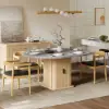 Modern 120 - 160 cm Extendable Dining Table with Storage & Fluted Base, Seats 4-6