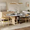 Modern 120 - 160 cm Extendable Dining Table with Storage & Fluted Base, Seats 4-6