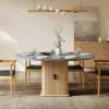 Modern 120 - 160 cm Extendable Dining Table with Storage & Fluted Base, Seats 4-6
