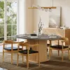 Modern 120 - 160 cm Extendable Dining Table with Storage & Fluted Base, Seats 4-6
