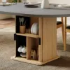 Modern 120 - 160 cm Extendable Dining Table with Storage & Fluted Base, Seats 4-6