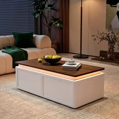 Picture of Ambra 1200mm Walnut & White LED Coffee Table