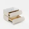 Humply White Faux Leather 2-Drawer LED Nightstand with Charging Station