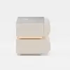 Humply White Faux Leather 2-Drawer LED Nightstand with Charging Station