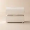 Humply White Faux Leather 2-Drawer LED Nightstand with Charging Station