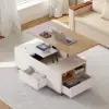 120 cm Lift-Top Extendable Coffee Table with Drawers & Cabinet – Natural
