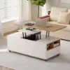 120 cm Lift-Top Extendable Coffee Table with Drawers & Cabinet – Natural