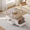 120 cm Lift-Top Extendable Coffee Table with Drawers & Cabinet – Natural