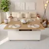120 cm Lift-Top Extendable Coffee Table with Drawers & Cabinet – Natural