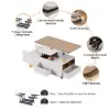 120 cm Lift-Top Extendable Coffee Table with Drawers & Cabinet – Natural