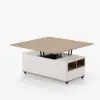 120 cm Lift-Top Extendable Coffee Table with Drawers & Cabinet – Natural