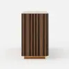 Aura 152 cm Faux Travertine Sideboard with Ash Wood Slatted Doors & LED Light