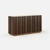 Aura 152 cm Faux Travertine Sideboard with Ash Wood Slatted Doors & LED Light