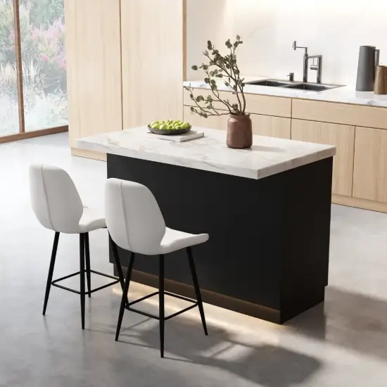 Japandi 127 cm Black & White Kitchen Island with Storage & LED Lighting